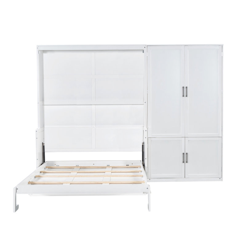 Lit blanc avec action et tablette intégrée - Grand relevage hydraulique