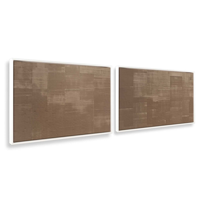 Sienna carrés ensemble de 2 impressions sur toile dans un cadre,, Cadre flottant blanc opaque