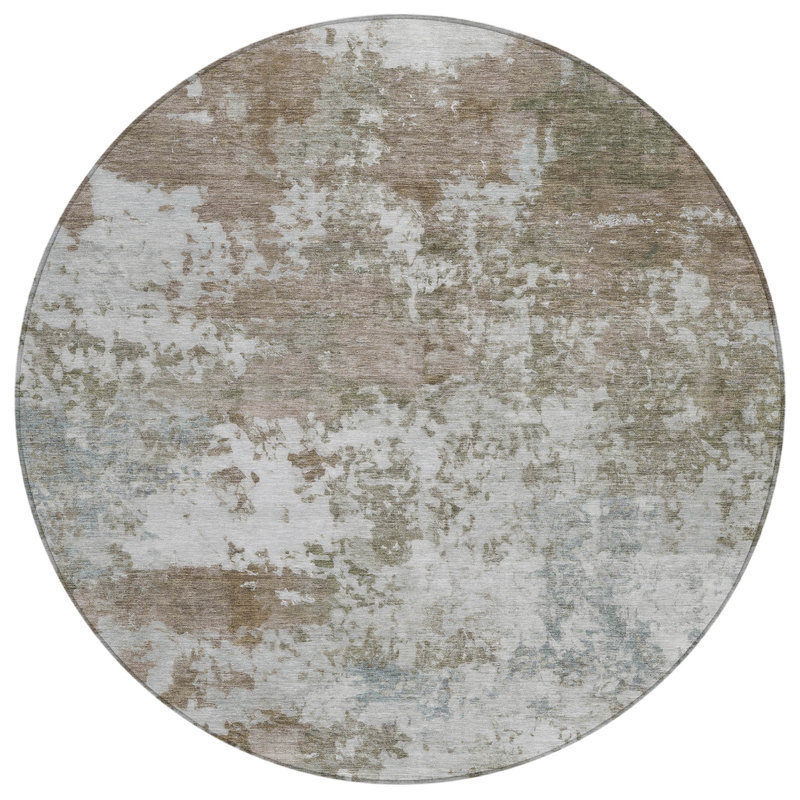 Machine Washable Indoor/Outdoor Wagenen ACN2366 Abstract Rug, Round 8'