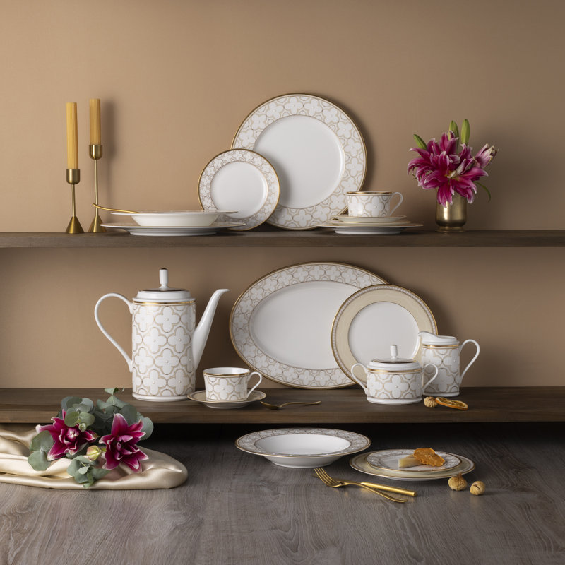 Noritake Trefolio Gold 12-Piece Dinnerware Set, Service For 4