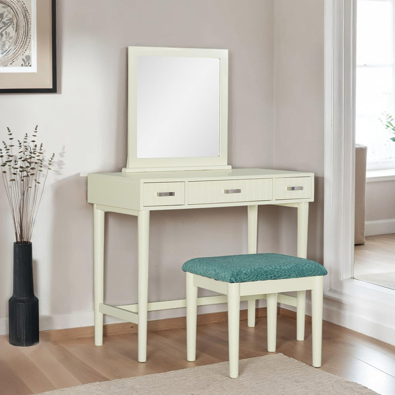 Meuble-lavabo à trois tiroirs avec tabouret Simen
