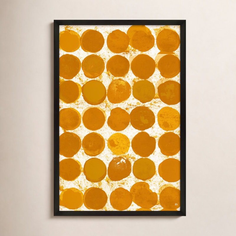 Satori Dots Pattern Curry Print by Studio M, Black Framed, 20" H x 14" W x 1.25" D