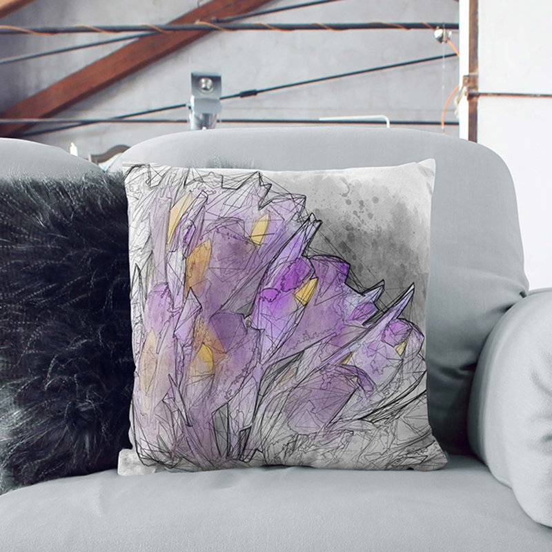 Wild Orchid Flowers Cushion with Filling, Stone, 40cm H x 40cm W x 15cm D