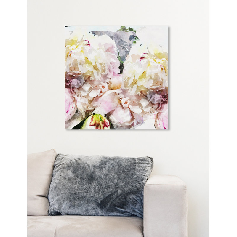 Pivoines - reproduction d'art, H 20 po x l 20 po x 1,5 po, Toile tendue