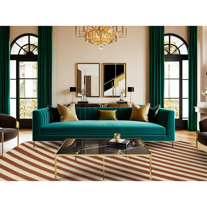 Tapis lavable rayé crème et cannelle, Tapis de couloir 2 pi x 5 pi