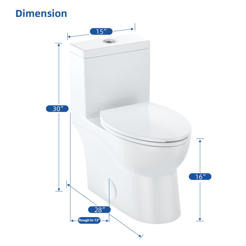 GarveeHome High-Efficiency Dual Flush – One-Piece Elongated Commercial Toilet, Comfort Height, Soft Close Seat, Powerful Flush