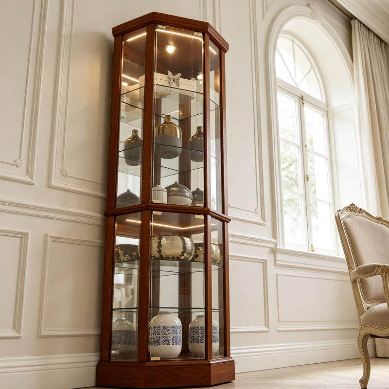 Vitrine d'angle à 6 tablettes Curio Cabinet