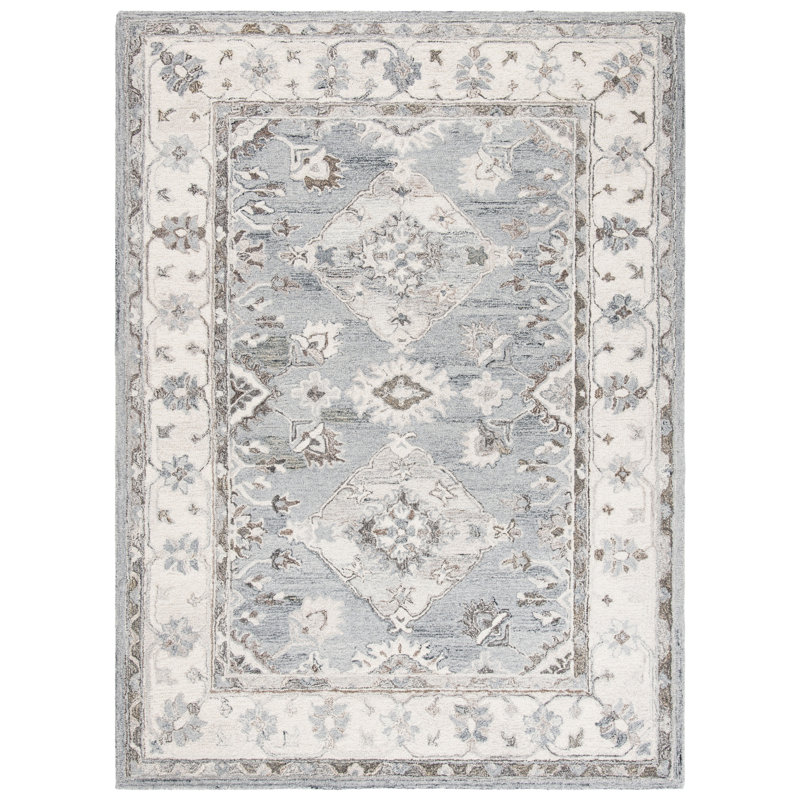 Routh Hand Tufted Wool And Cotton With Latex Oriental Rug, Rectangle 4' x 6'