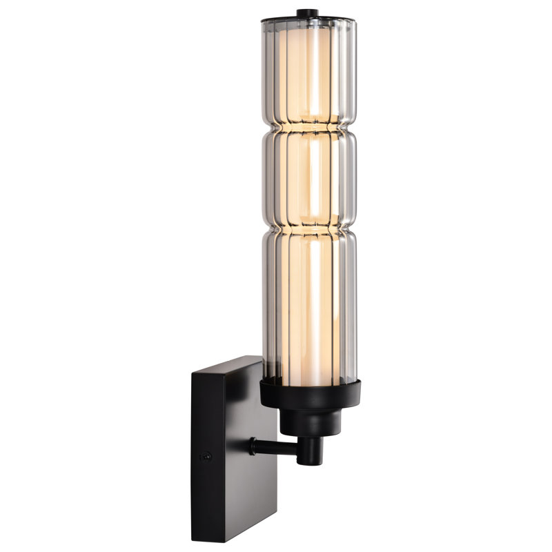 Evander - LED Wall Sconce - Matte Black Finish - Smoked Glass