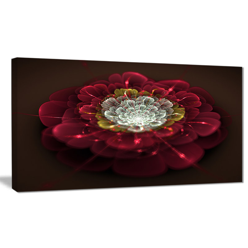 «Red Fractal Flower with White», impression sur toile tendue, H 16 po x l 32 po x P 1 po, Toile tendue
