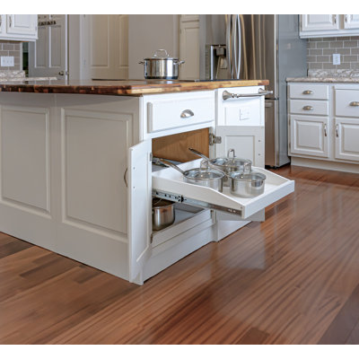 Slide-A-Shelf Made-To-Fit Slide-Out Shelf All White Finish - Full Extension Rails With Soft Closing Feature