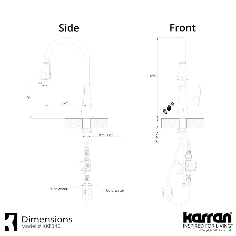 Karran Quartz 33'' X 22'' 50/50 Double Bowl Drop-in Kitchen Sink With Faucet, Gunmetal Gray