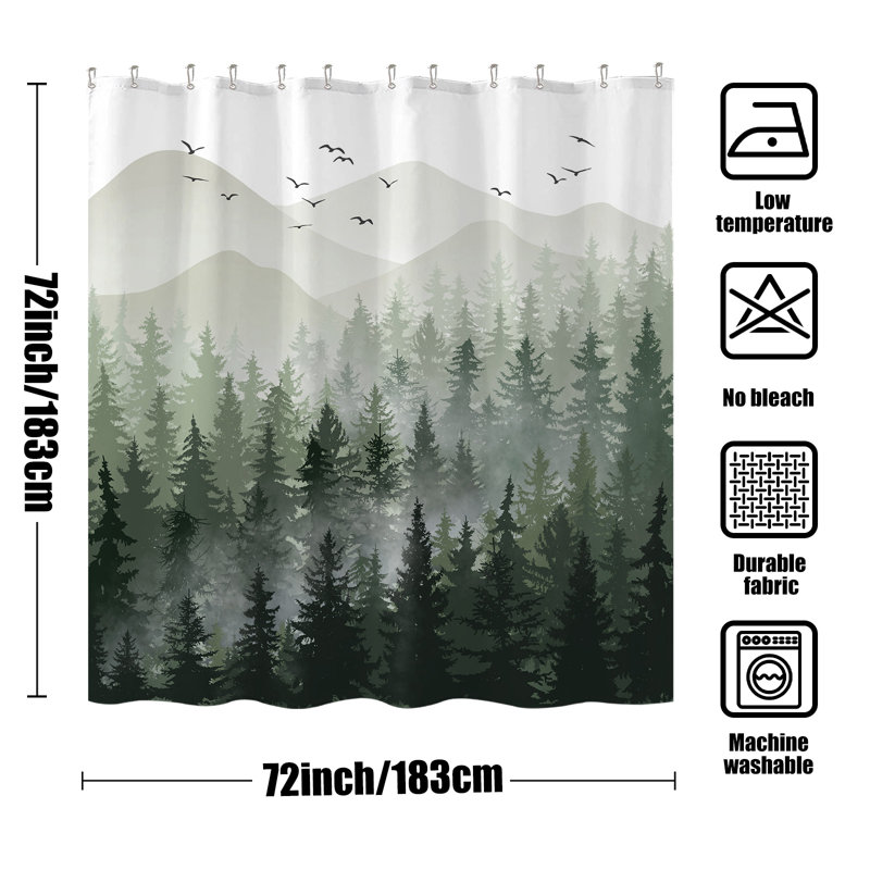 Rideau de douche Raycliff, Vert, 72"H x 72"W