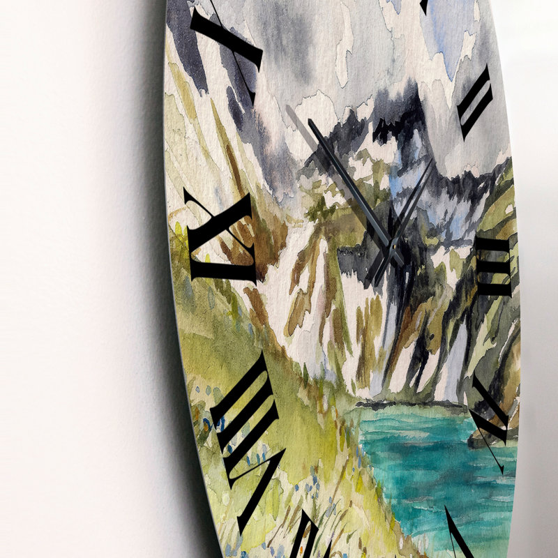 Paysage avec rivière bleue dans les montagnes - Horloge murale, Moyen