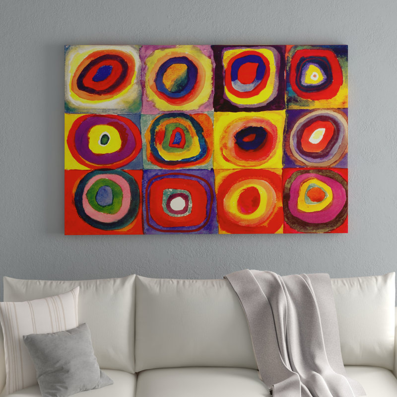Squares With Concentric Circles by Wassily Kandinsky - Painting on Canvas, 20.32 cm H x 30.48 cm W, No Frame