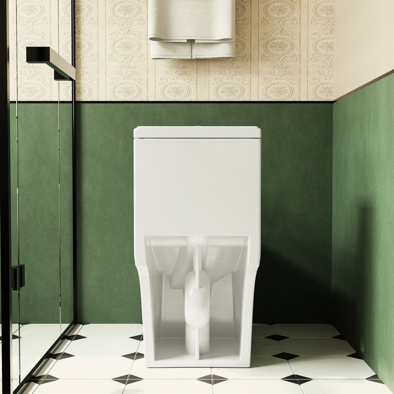 Toilette à hauteur confortable 15,55 po, céramique, chasse d'eau 1,1 / 1,6, blanc, siège à fermeture douce, et,