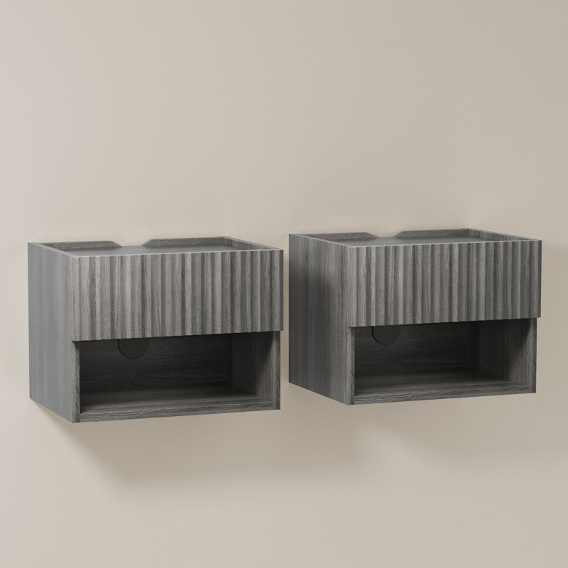 Floating Fluted Nightstands, Gray