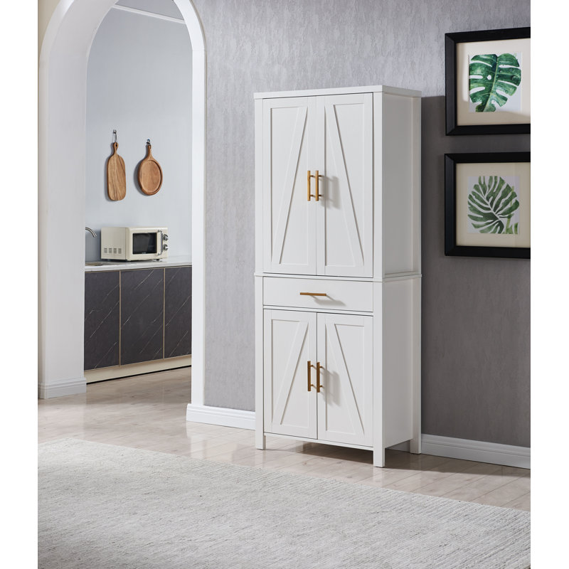 Armoire de rangement autoportante de 72 po avec portes et tablettes réglables Arnauld, Blanc