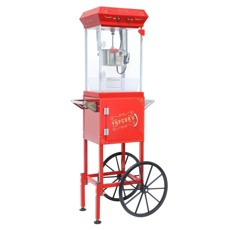 Machine à maïs soufflé rétro autoportant 6 oz avec machine à maïs soufflé, Rouge