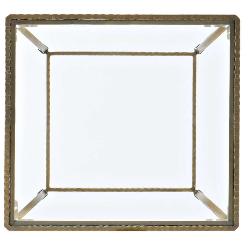 Gold Rectangular Glass Top End Table
