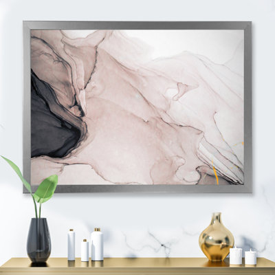 Gris et blanc marbré fluide - art mural moderne sur toile