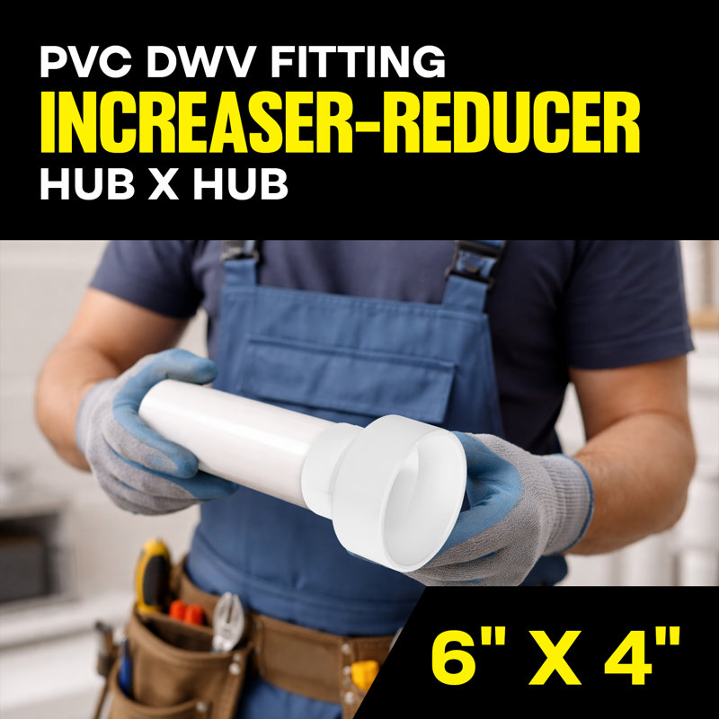 Accouplement réducteur-réducteur en PVC blanc 6 po x 4 po, drain Hub x Hub, systèmes d'évacuation et d'évacuation (paquet de 4)
