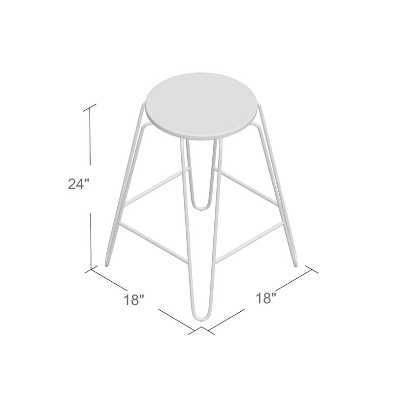 Modern Black 24" Counter Stool with Durable Powder-Coated Iron Legs, Counter Stool (24" Seat Height), Elm, Black