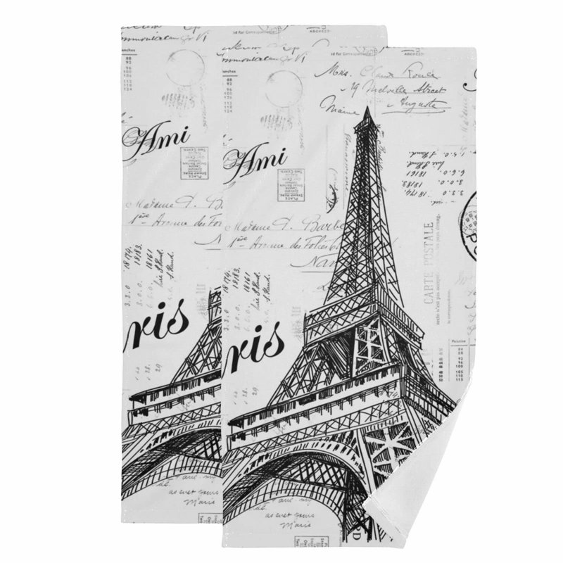 Eiffel Elegance: Ultra-Absorbent Bath & Hand Towel Set with Wash Cloths