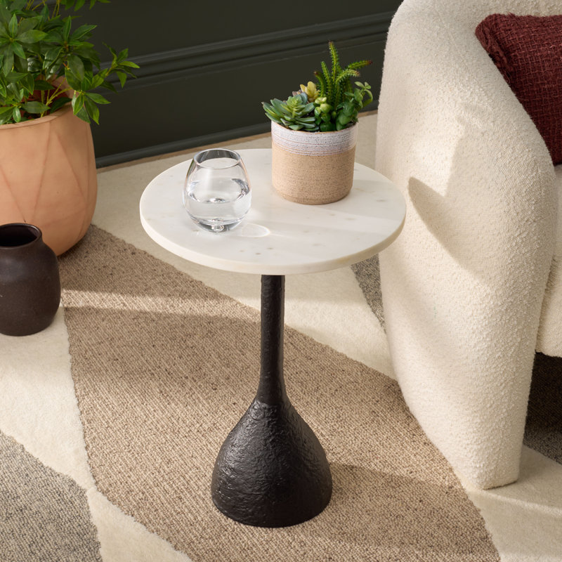 Table d'appoint Avanni, Noir, Ivoire