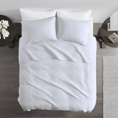 Ensemble de courtepointe 3 pièces blanc double / grand