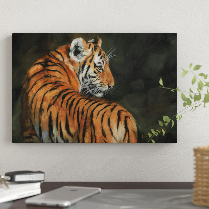 «Tiger at Night», impression sur toile, H 8 po x l 12 po x P 0,75 po, Toile tendue, Pas de tapis