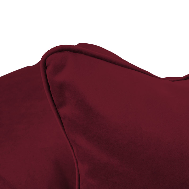 Rectangle Lumbar Microfiber Pillow with Piping, 2-pack, Bordeaux, Rectangular 16"H x 24"W