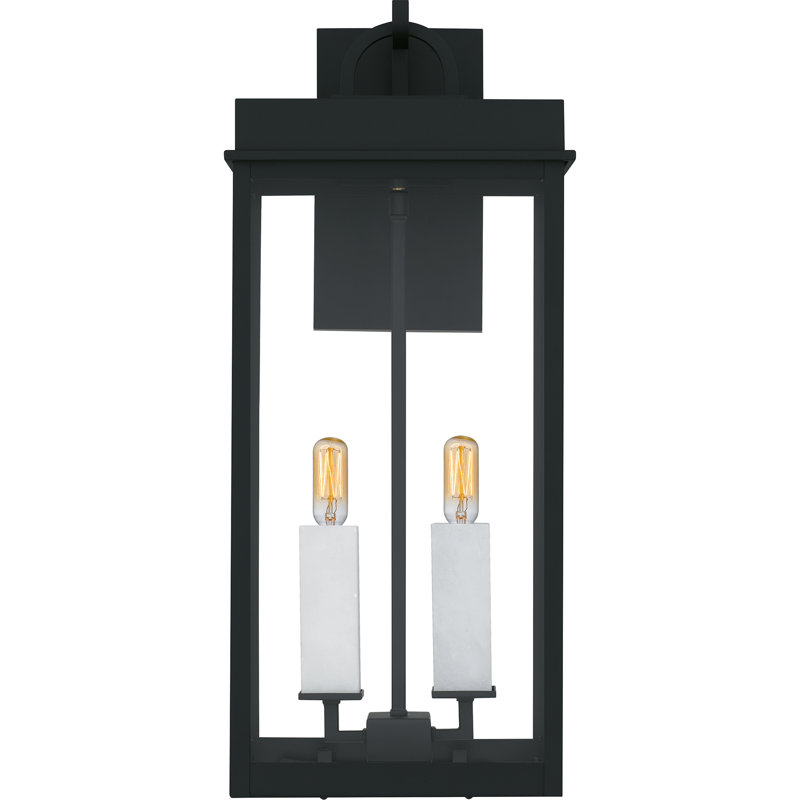 Carmen Matte Black Outdoor Wall Lantern, 2 Lights, 22" H x 9.5" W x 7.5" D