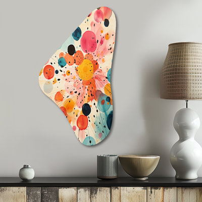 Colorful Mid Century Colorful Contrasts II - Abstract Boomerang Shape Assymterical Metal Wall Art