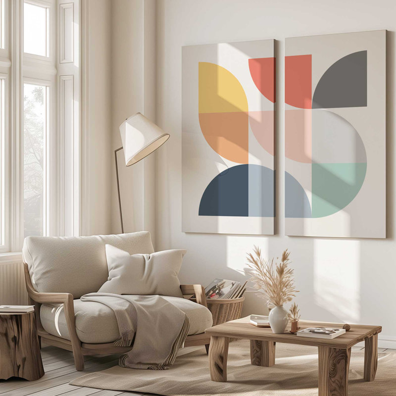 Angles d'harmonie | Impression sur toile 2 panneaux | Combiné, H 48 po x l 48 po
