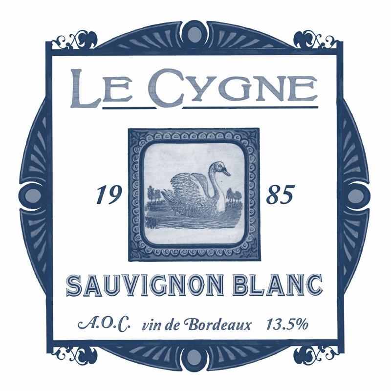 Indigo étiquettes à vin, H 30 po x l 30 po