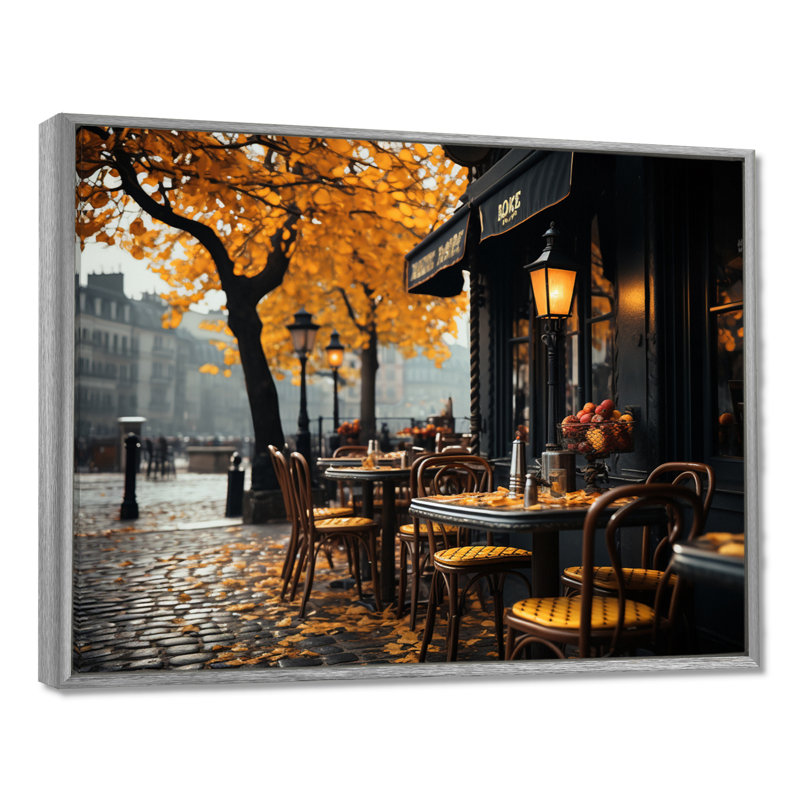 Décoration murale Maricarmen France Parisian Cafe III - France, H 30 po x l 40 po x P 1,5 po, Encadrement argenté