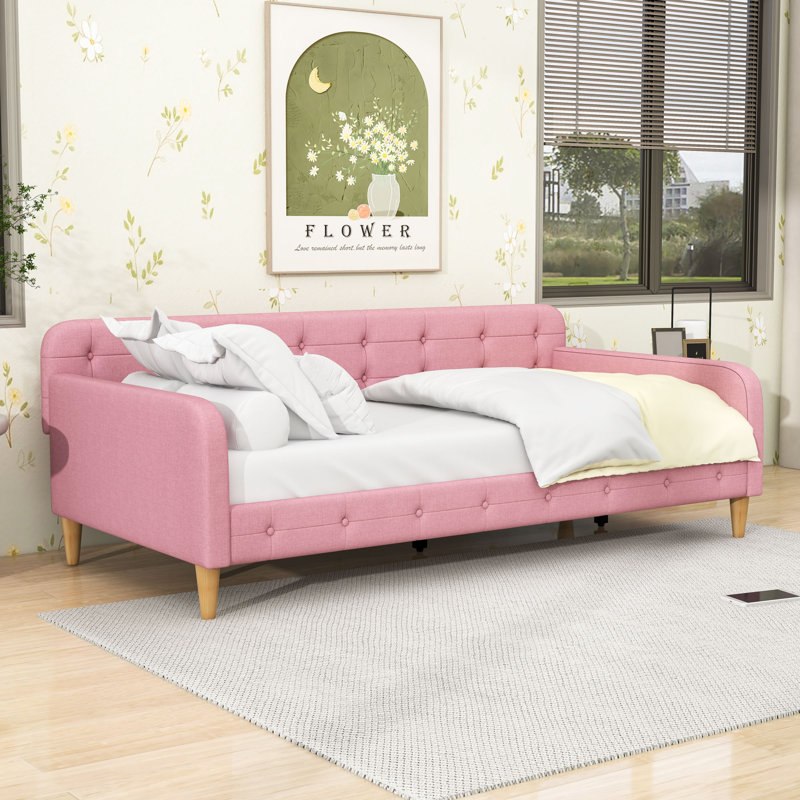 Lit de jour rembourré au design polyvalent, Lit simple, Rubine