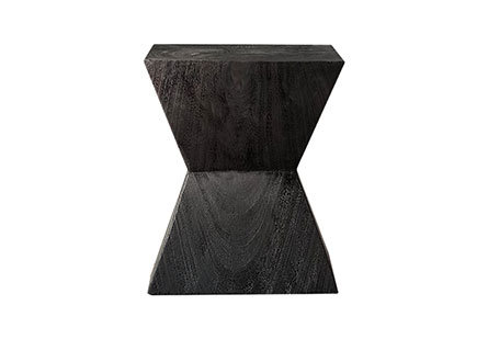 Suar Wood Double Trapezoid Stool, Ebony