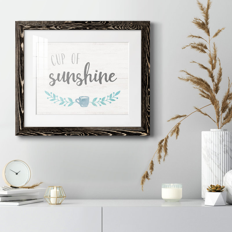 Cup of Sunshine - Art textuel avec cadre photo, H 24 po x l 18 po x P 1,5 po, Cadre noir