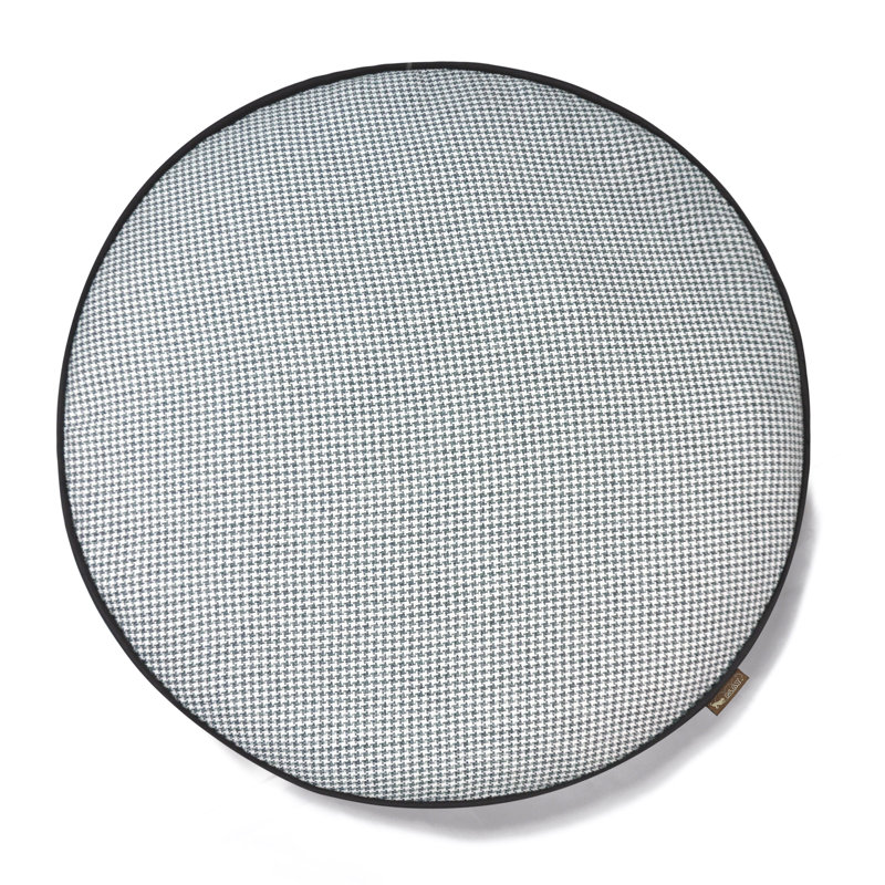 Lit pour chien Houndstooth, Petit (l 27,5 po x P 27,5 po x H 4,5 po), Bleu / Blanc
