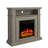 Farmhouse Grayish-brown Electric Fireplace TV Stand – Freestanding Heater Media Console, Realistic Log Flame, Open Storage Shelf,-2122579512