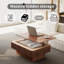 Table basse cannelée à plateau relevable avec rangement et hauteur réglable