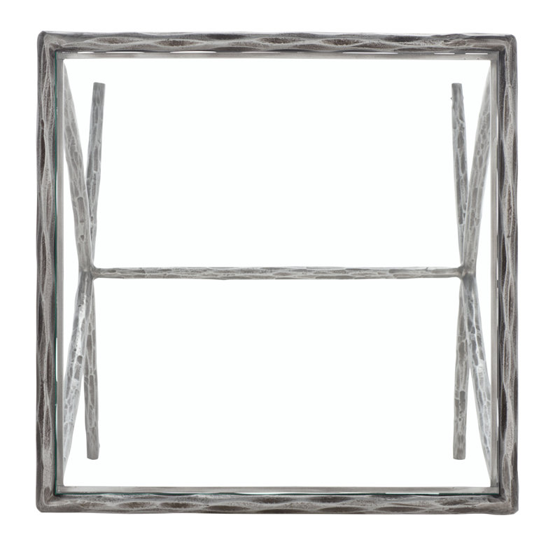 Glass End Table, Silver