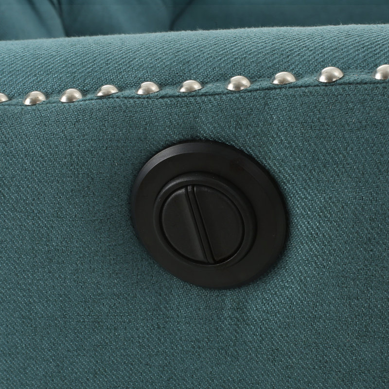 Dark Teal Tufted Wing Back Polyester Recliner