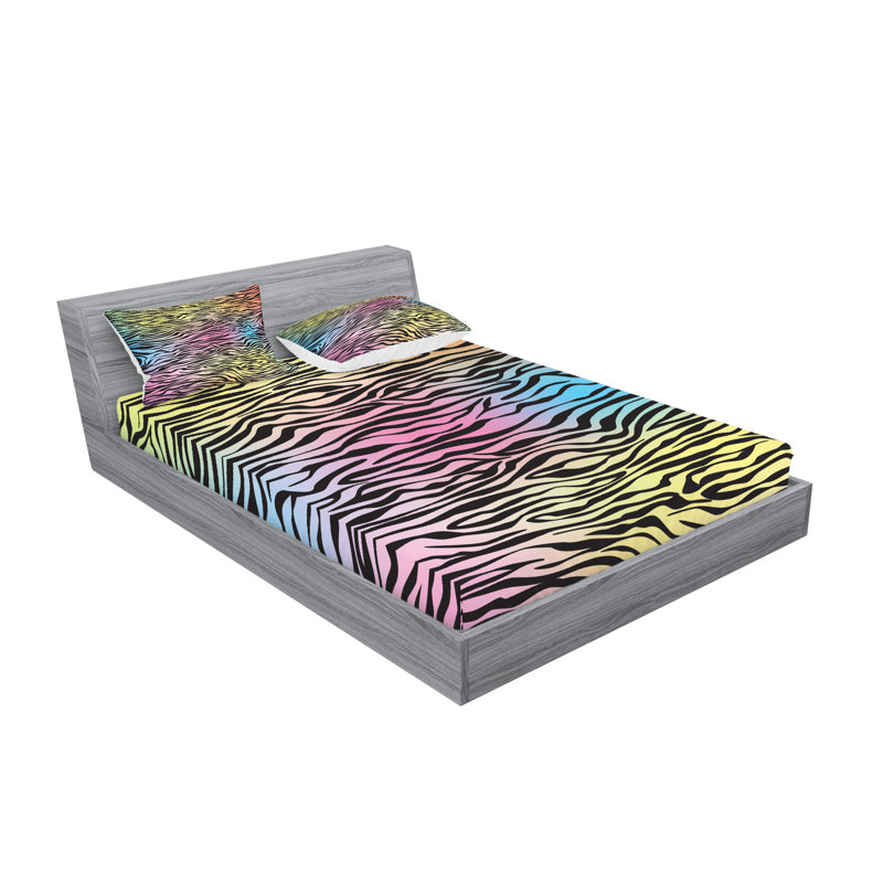 Drap-housse et coussin décoratif Ambesonne Savannah jaune corail rose, Ensemble de draps pour très grand lit + 5 pièces