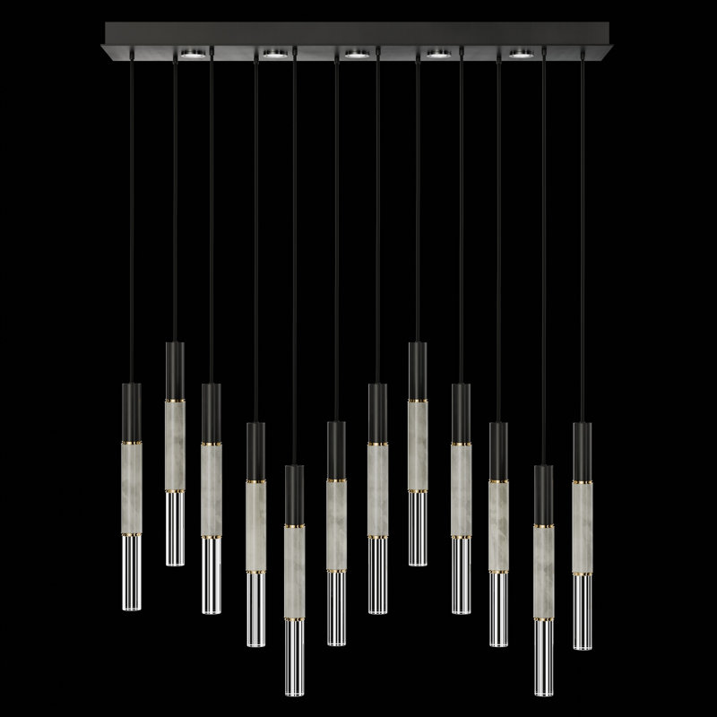 Luminaire suspendu l 61 po Antonia, Fer noir standard / laiton
