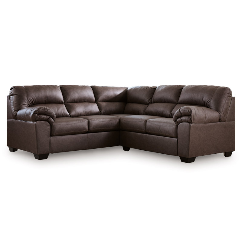 Skandar 2-Piece Sectional, 38" H x 92" W x 94" D, Coffee Faux Leather