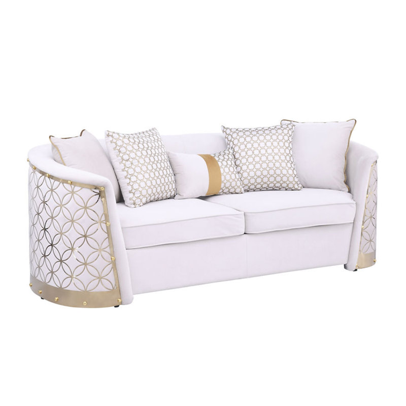 Athena (Black) Sofa and Loveseat, Cream