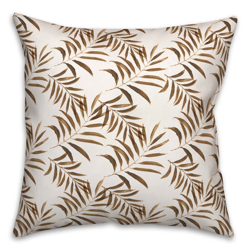  Coussin décoratif floral intérieur / extérieur en polyester, Brun, H 18 po x l 18 po